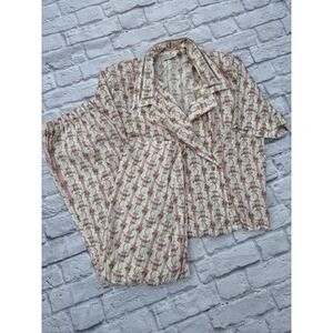 Vintage VICTORIA'S SECRET 80s 90s L Large Pajamas Set Bows Floral‎ Victorian